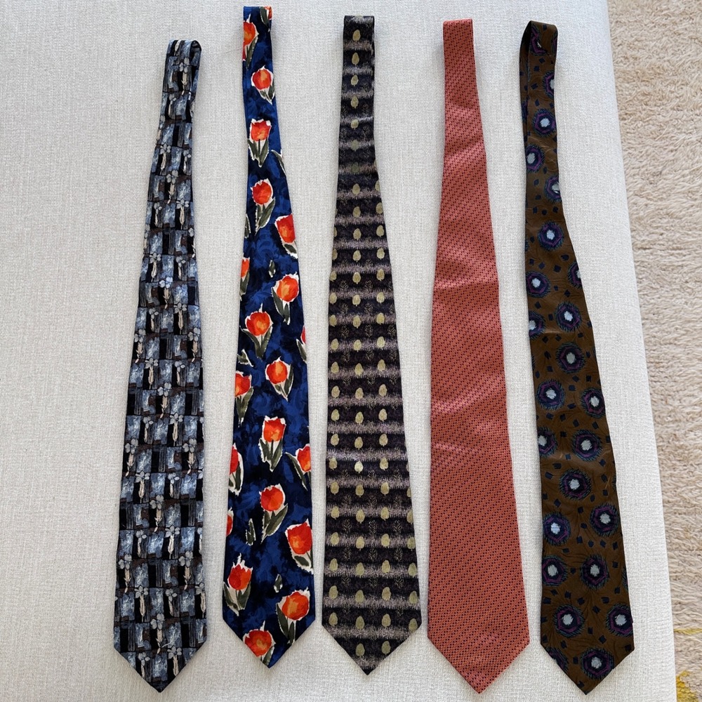 Mens Designer Necktie Lot‎ 5pc Ermenegildo Zegna Giorgio Armani Altea Silk Ties